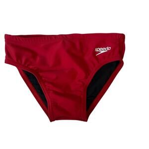 NWT Speedo Boys Solid Powerflex Youth Brief Red Size 26 10/12
